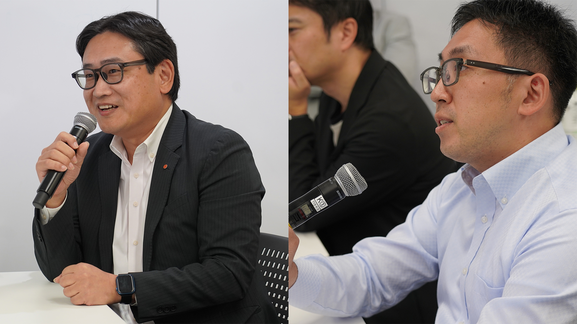 日本エンタープライズの杉山浩一氏と選考評価委員の小林寛幸氏